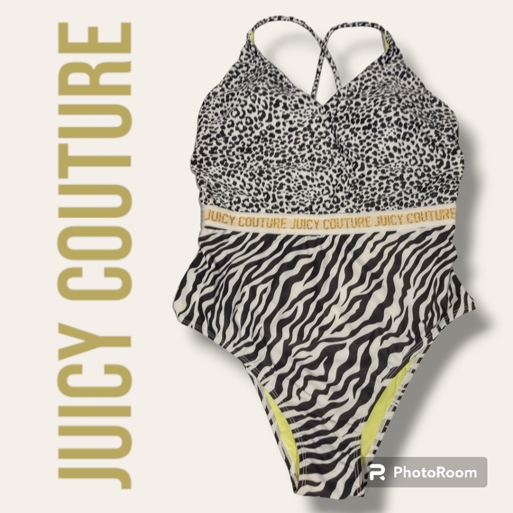🆕NWOT JUICY COUTURE RETRO GLOW W ANIMAL PRINT & LOGO GOLD BELT SIZE XL